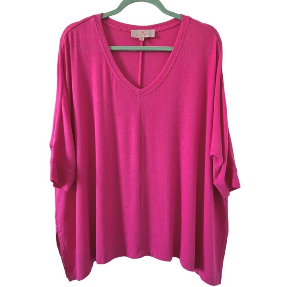 Laurie Felt Oversized Sweater Top Ribbed Knit Pink Modal VERY Soft